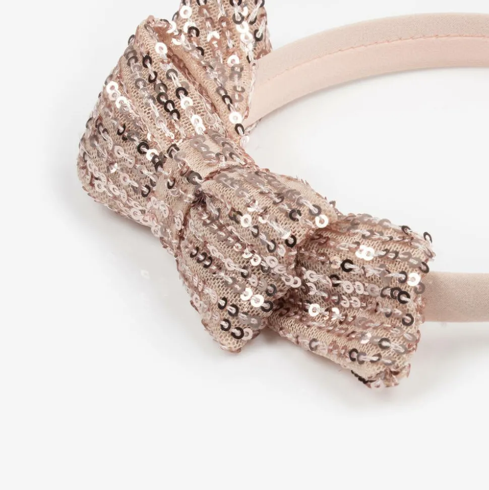 Girls Pink Sequin Bow Hairband