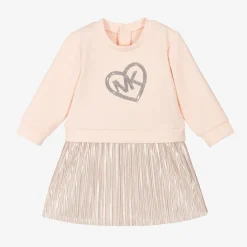 Girls Pink Sequin Logo Jersey Dress