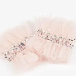 Girls Pink Sequin Tulle Cuffs