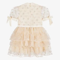 Girls Pink Sequinned Satin & Tulle Dress