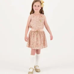 Girls Pink Sequinned Sleeveless Top