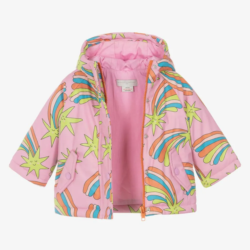 Girls Pink Shooting Star Hooded Coat