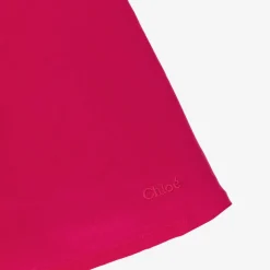 Girls Pink Silk Guipure Lace Dress