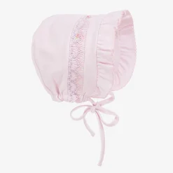 Girls Pink Smocked Pima Cotton Bonnet