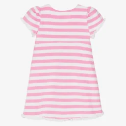 Girls Pink Striped Towelling Dress