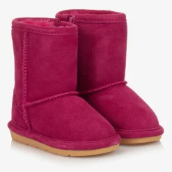 Girls Pink Suede Leather Boots
