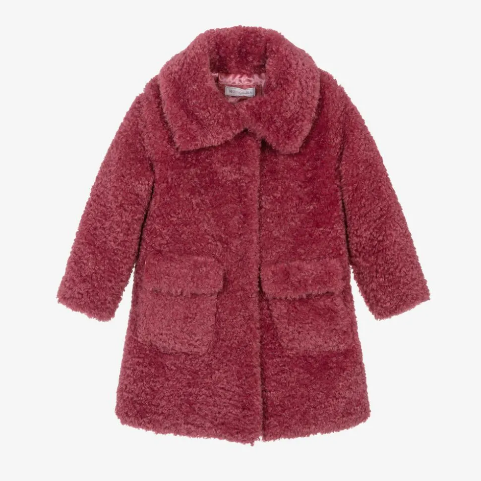 Girls Pink Teddy Fleece Coat
