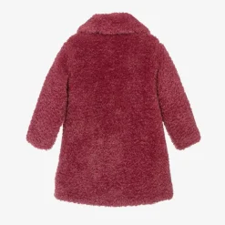 Girls Pink Teddy Fleece Coat