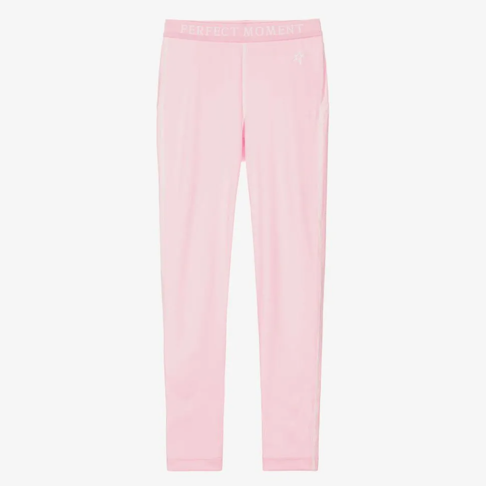Girls Pink Thermal Star Leggings