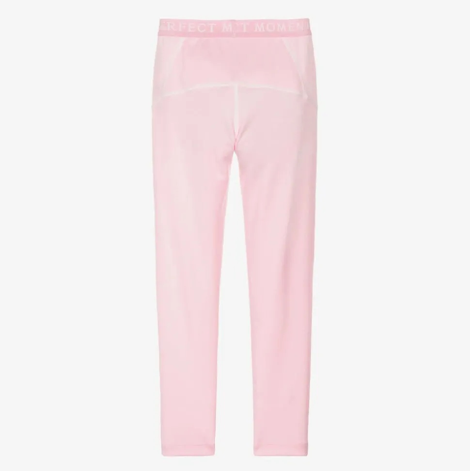 Girls Pink Thermal Star Leggings