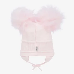 Girls Pink Tindra Double Pom-Pom Hat