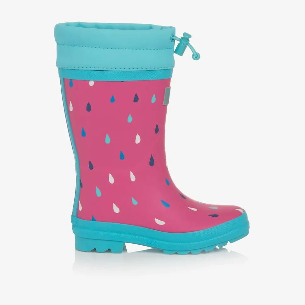 Girls Pink Tiny Drops Rain Boots