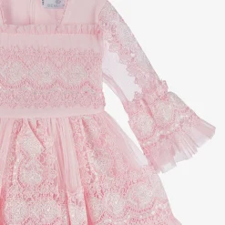 Girls Pink Tulle & Lace Dress
