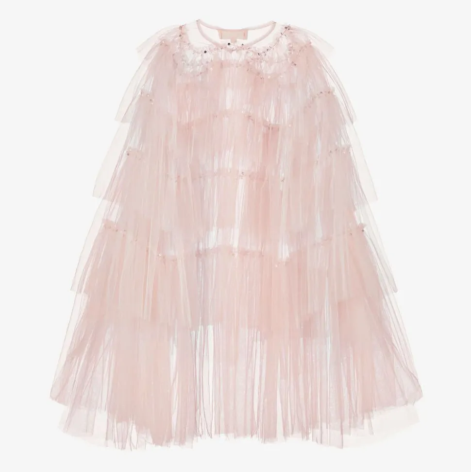 Girls Pink Tulle Cape
