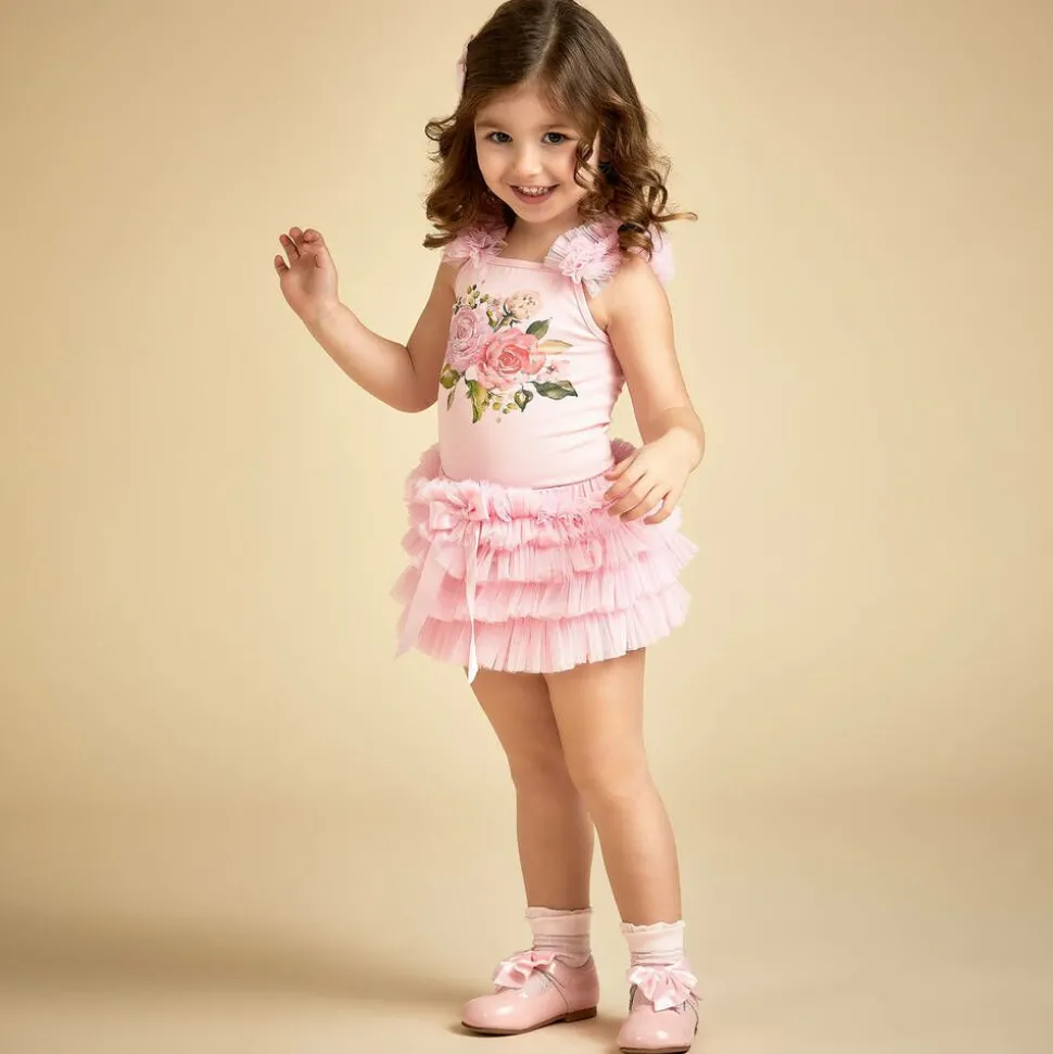 Girls Pink Tulle Skirt Set