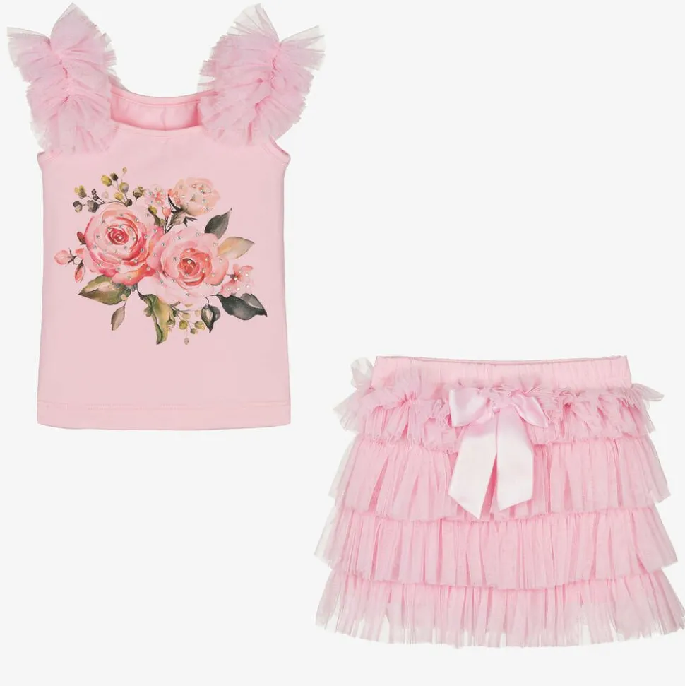 Girls Pink Tulle Skirt Set