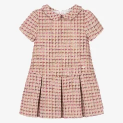 Girls Pink Tweed Dress