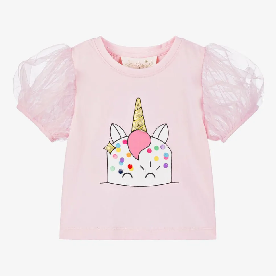Girls Pink Unicorn Cake T-Shirt