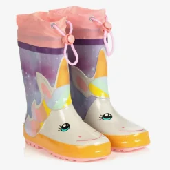 Girls Pink Unicorn Rain Boots