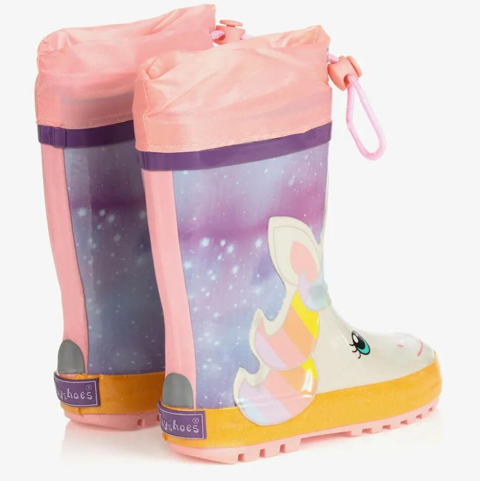 Girls Pink Unicorn Rain Boots
