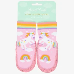 Girls Pink Unicorn Slipper Socks