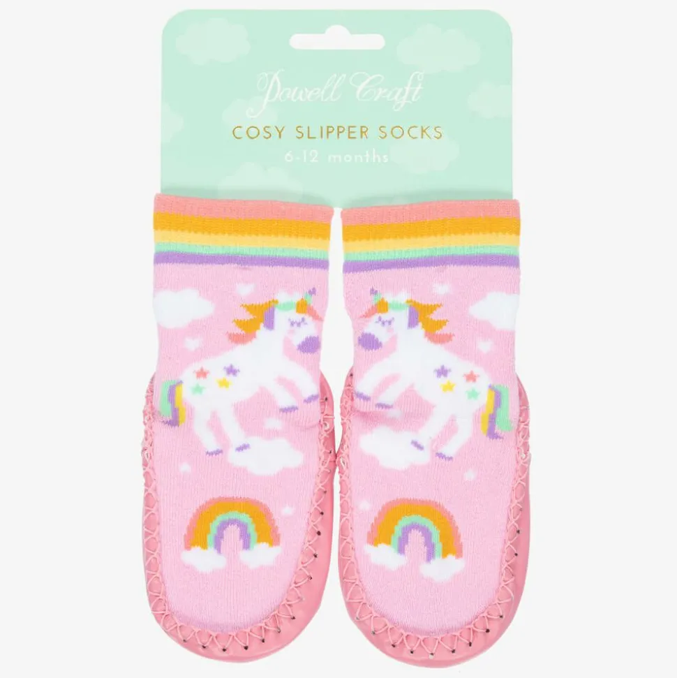 Girls Pink Unicorn Slipper Socks