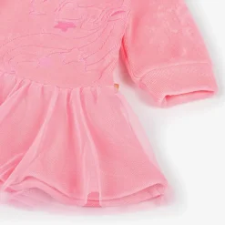 Girls Pink Velour & Tulle Unicorn Dress
