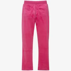 Girls Pink Velour Flared Joggers