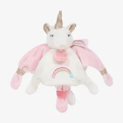 Girls Pink Velour Unicorn Doudou (20cm)