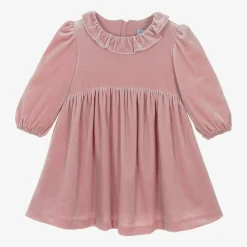 Girls Pink Velvet Sparkle Dress