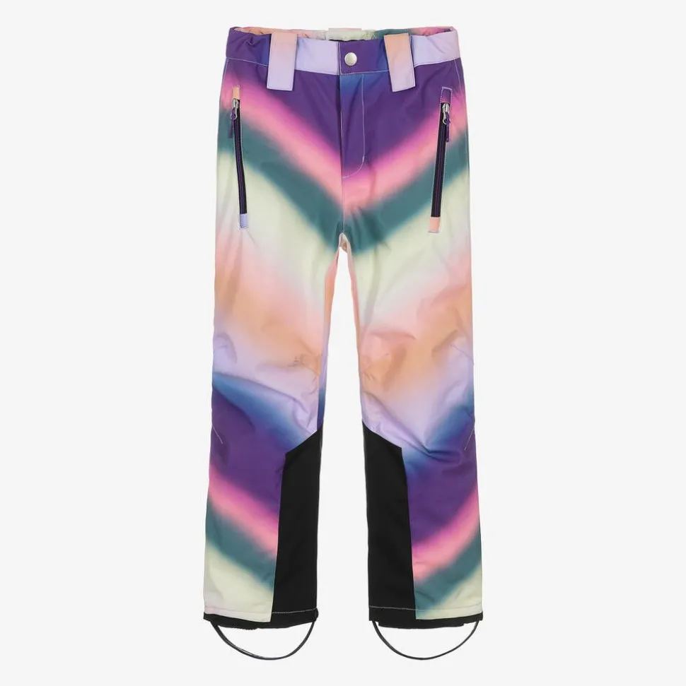 Girls Pink Wavy Rainbow Ski Trousers