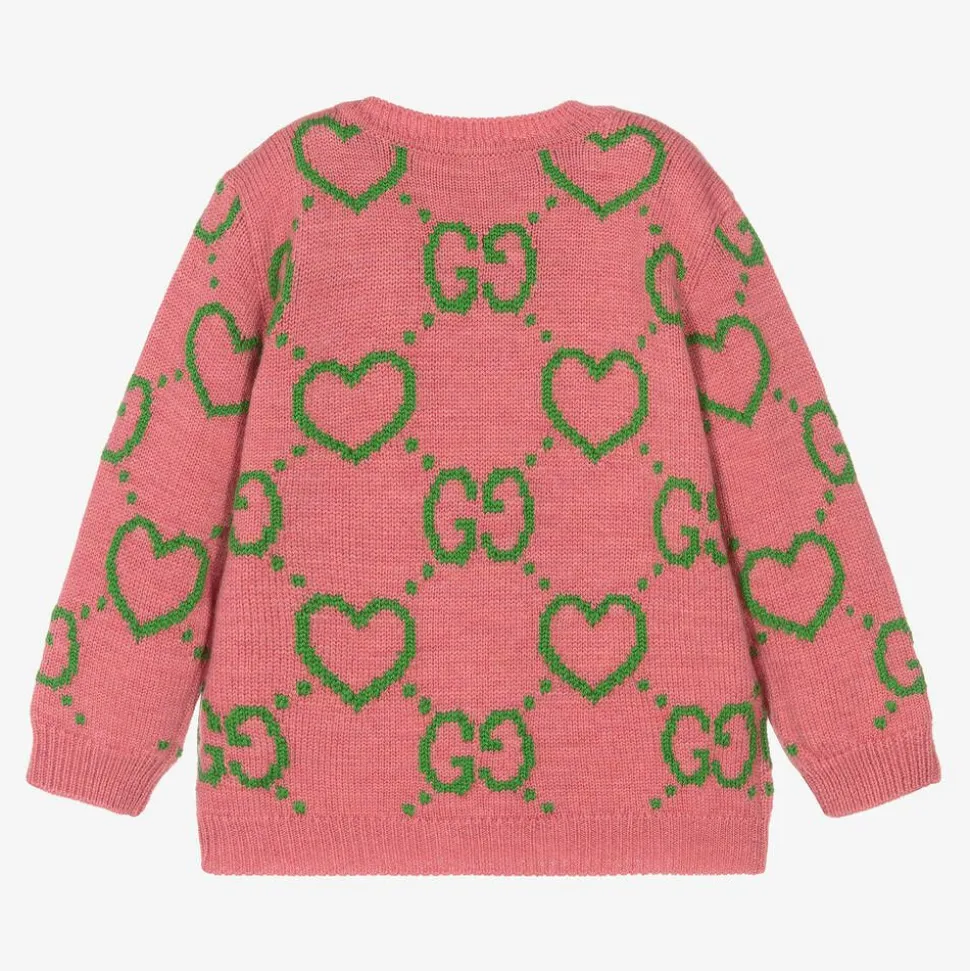 Girls Pink Wool GG Sweater