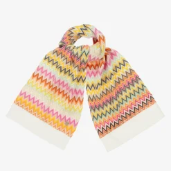 Girls Pink Wool Knit Zigzag Scarf