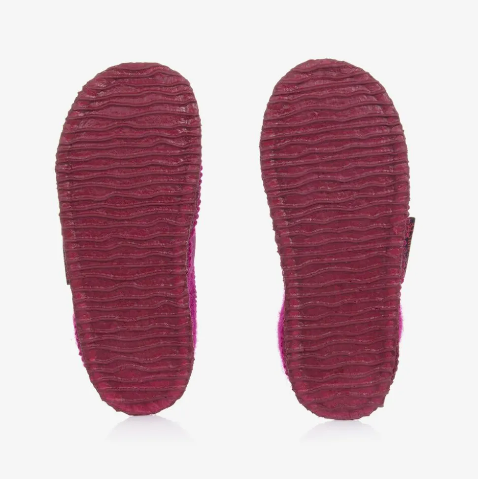 Girls Pink Wool Slippers
