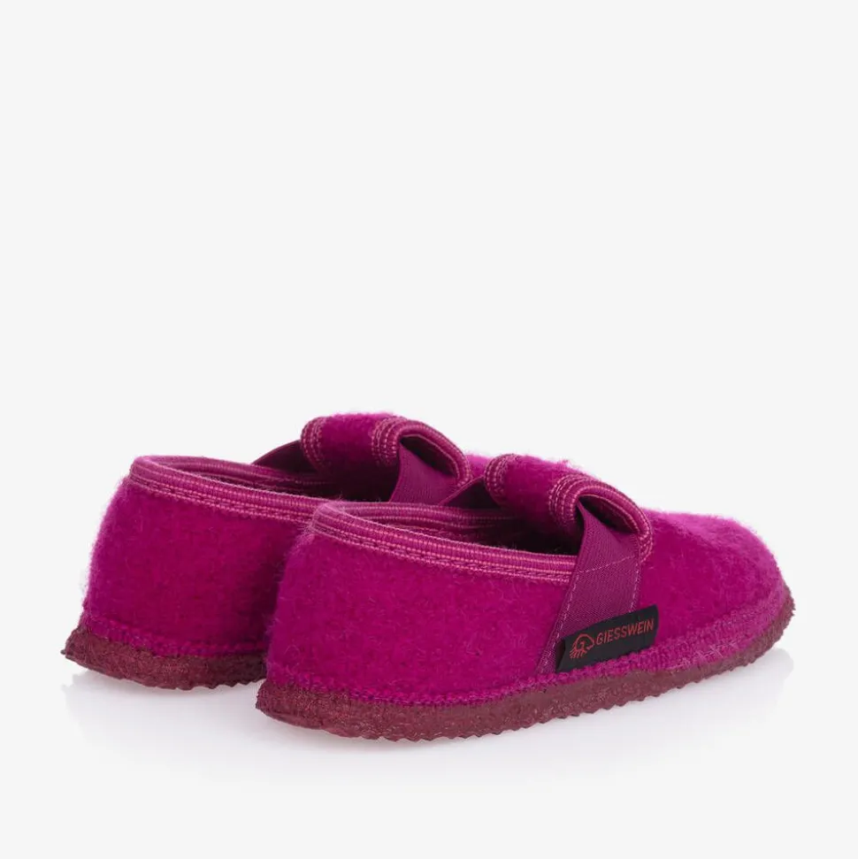 Girls Pink Wool Slippers