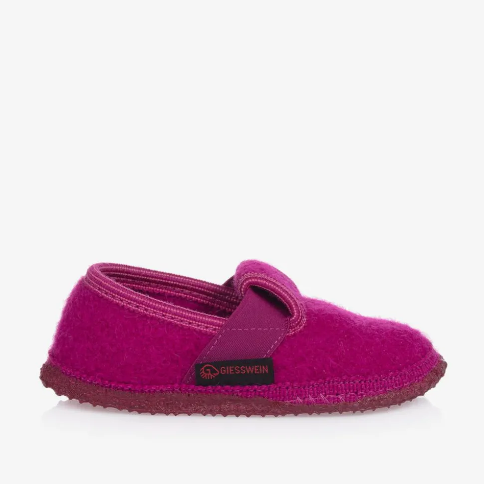Girls Pink Wool Slippers