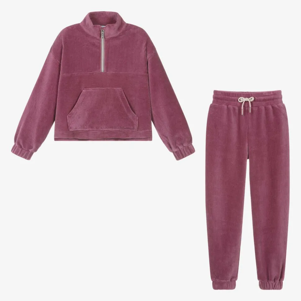 Girls Purple Corduroy Tracksuit