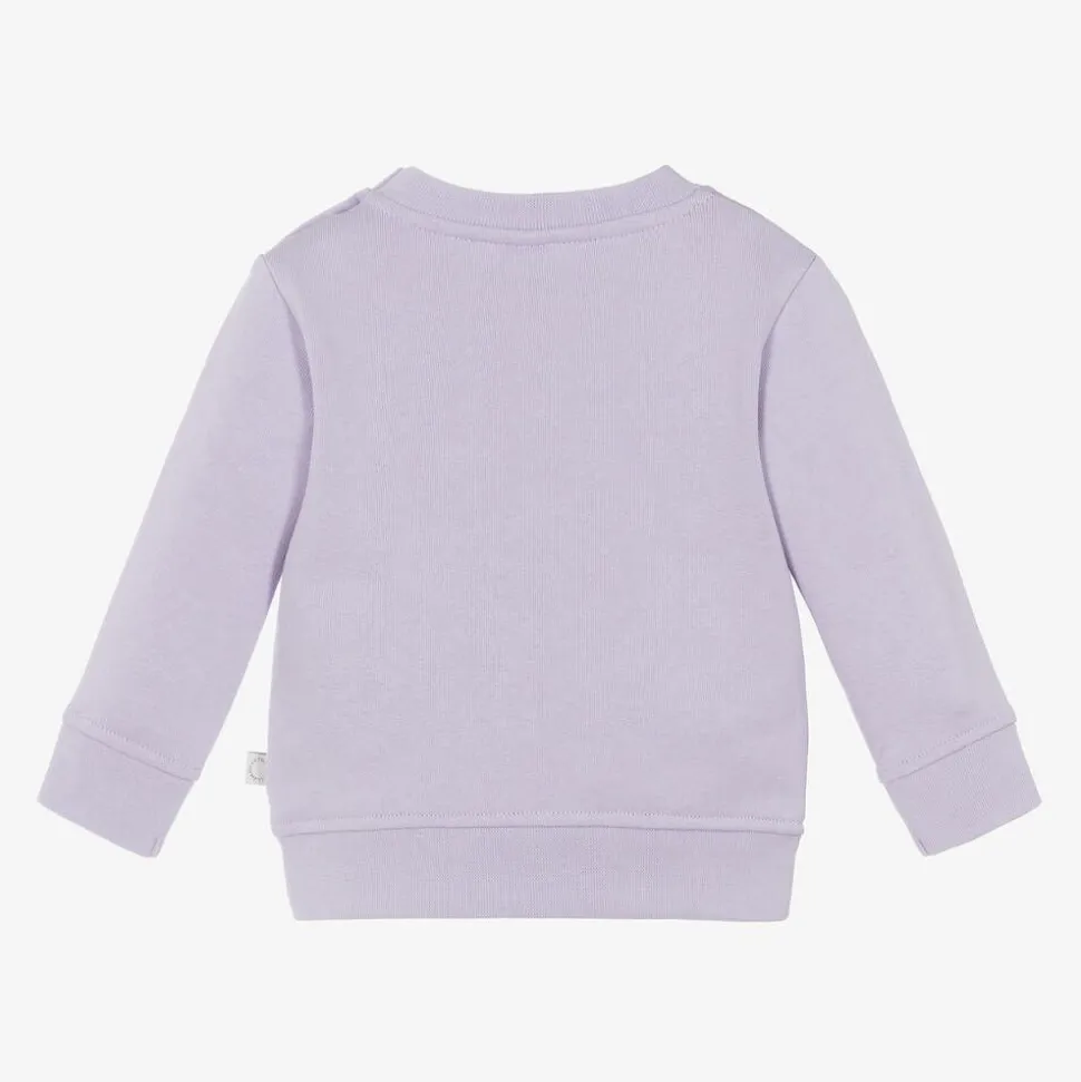 Girls Purple Cotton Flower Sweatshirt