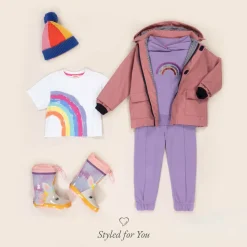 Girls Purple Cotton Sequin Rainbow Tracksuit