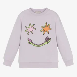Girls Purple Cotton Smile Sweatshirt