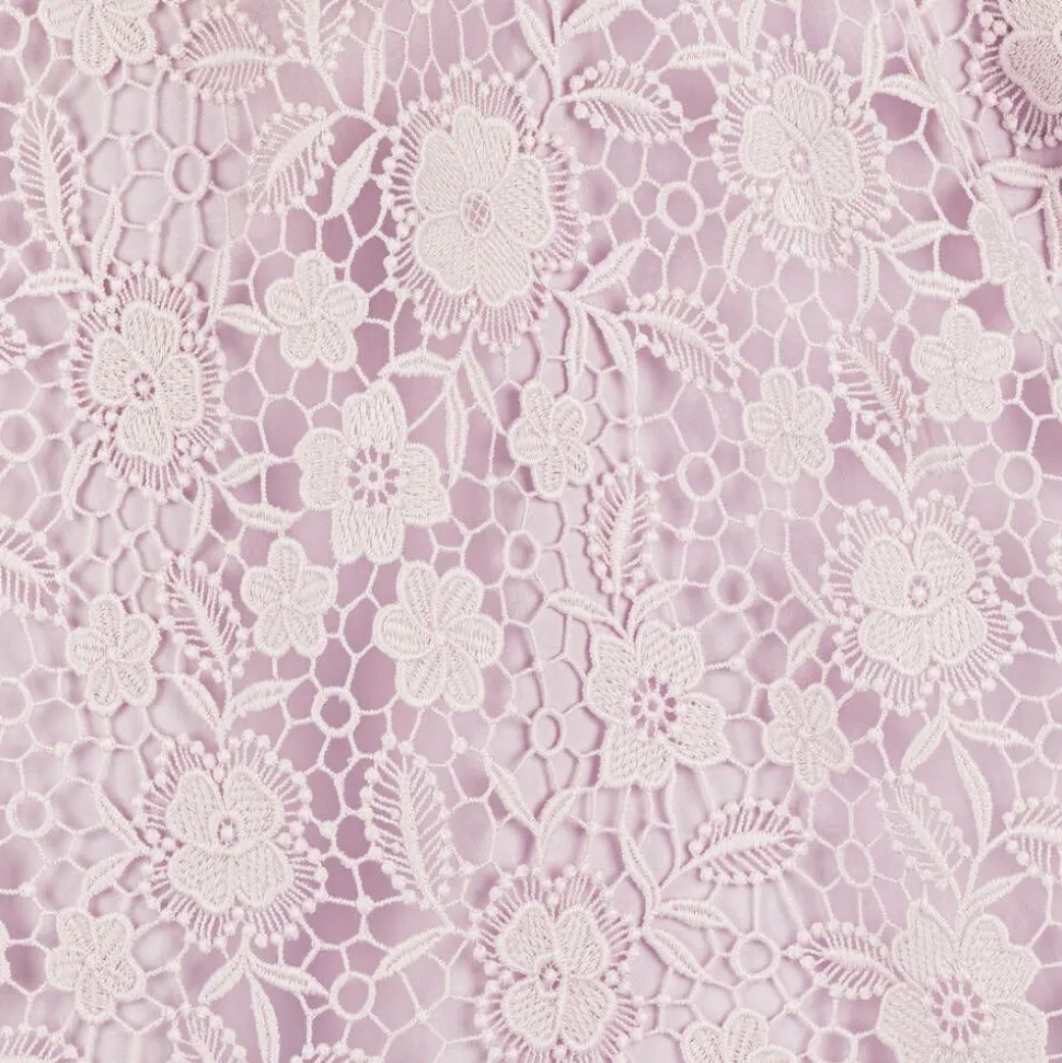 Girls Purple Guipure Floral Lace Dress