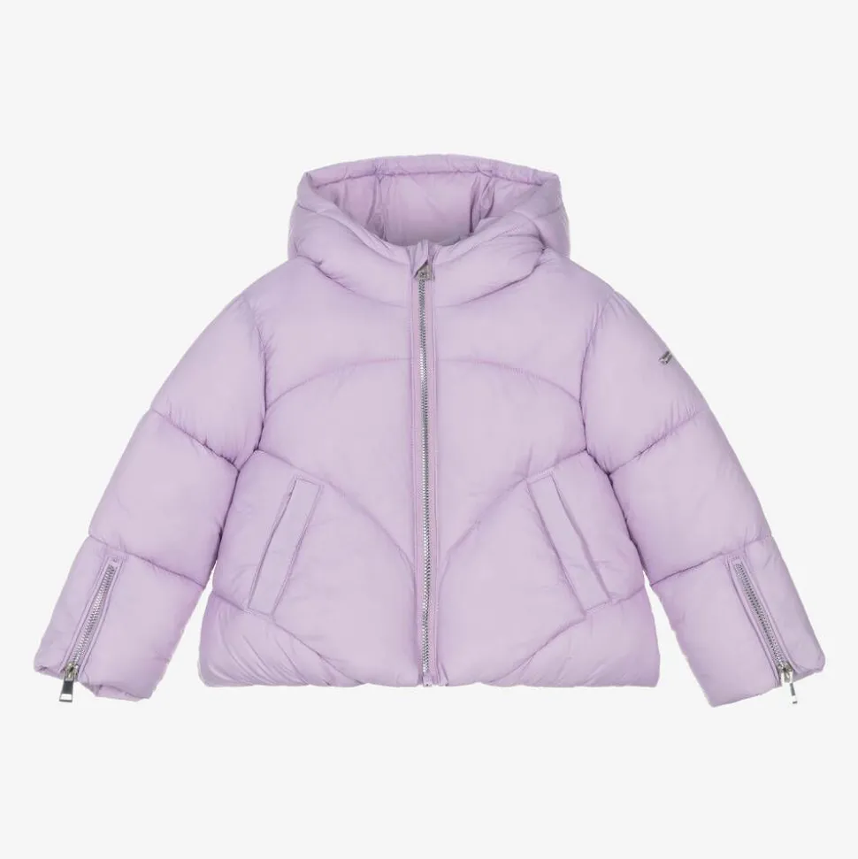 Girls Purple Hooded Puffer Jacket
