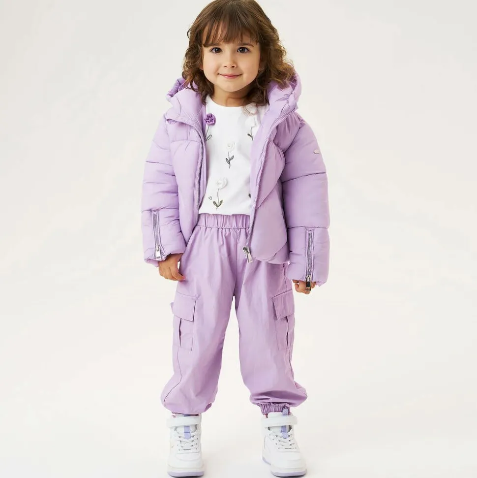 Girls Purple Hooded Puffer Jacket