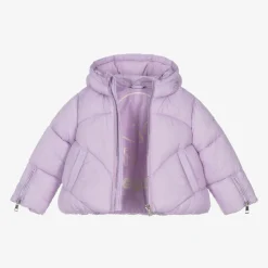 Girls Purple Hooded Puffer Jacket