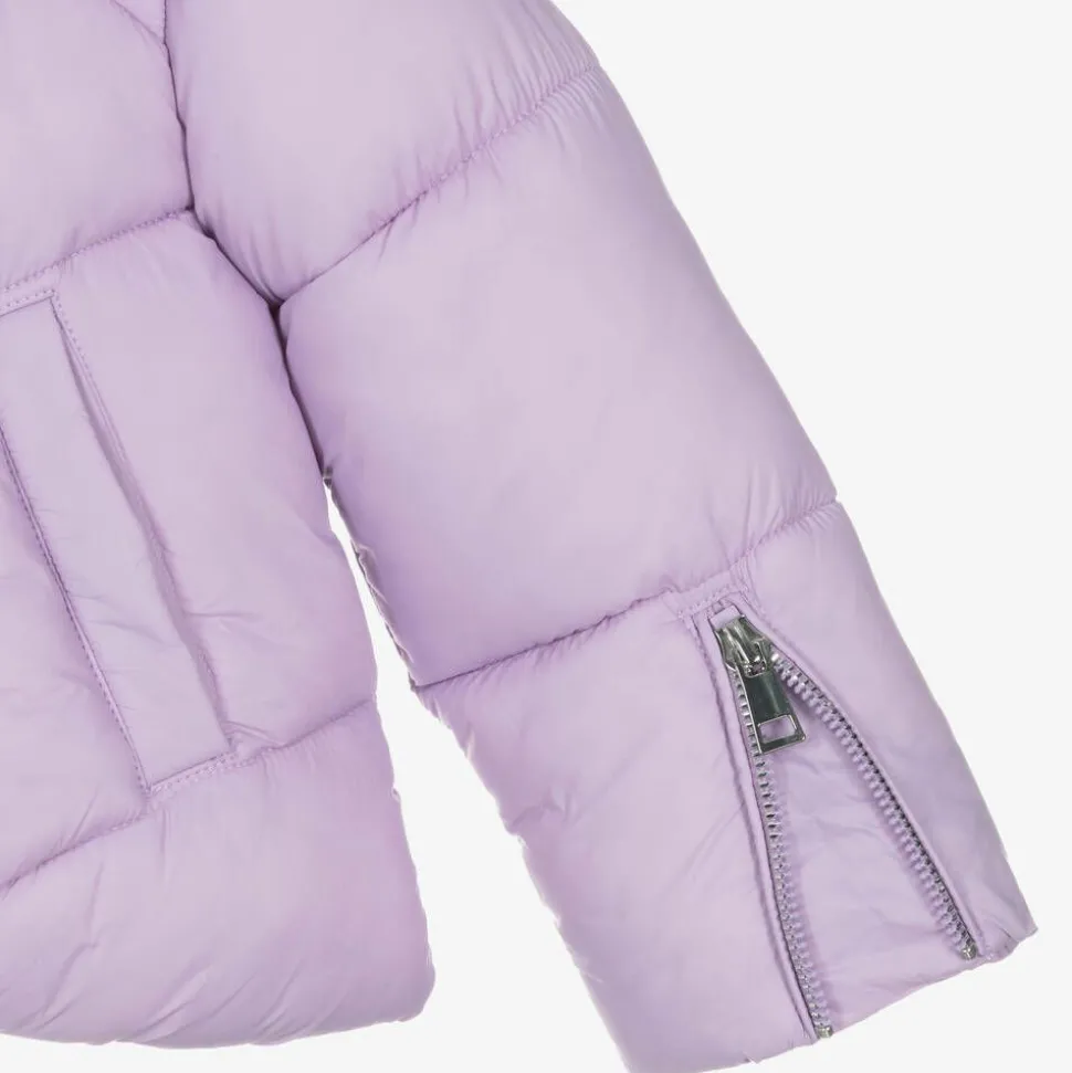 Girls Purple Hooded Puffer Jacket