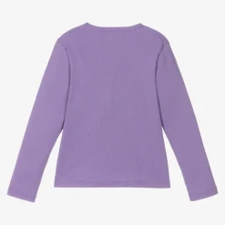 Girls Purple Organic Cotton Ribbed Top