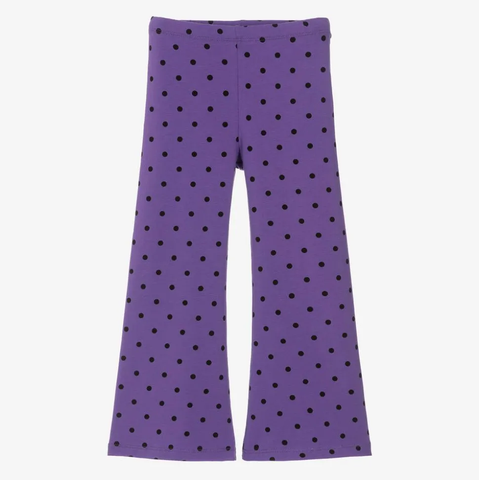 Girls Purple Organic Cotton Flared Leggings