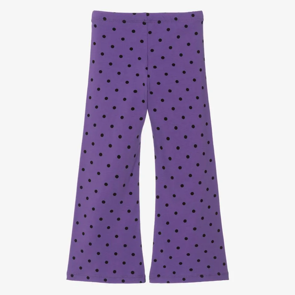 Girls Purple Organic Cotton Flared Leggings