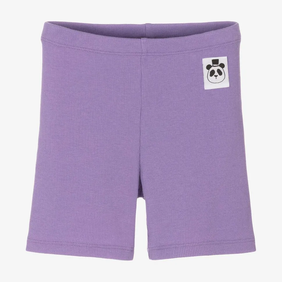 Girls Purple Organic Cotton Ribbed Shorts