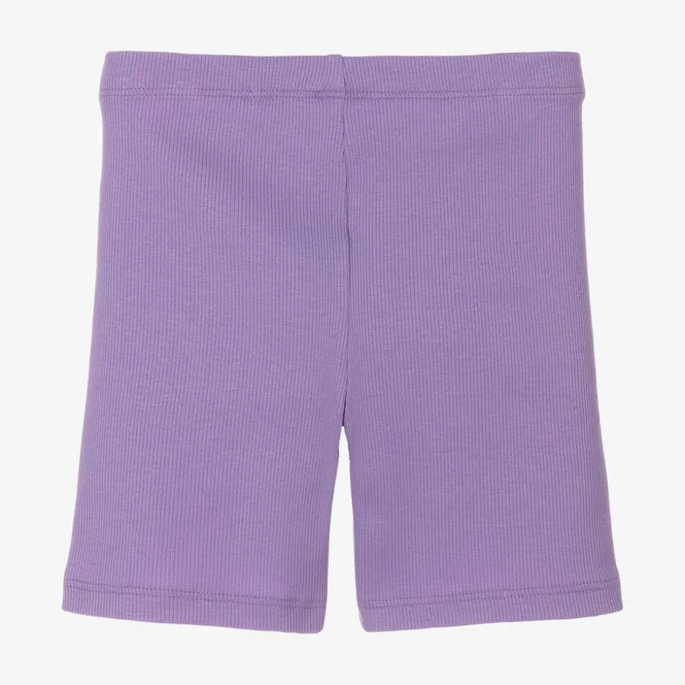 Girls Purple Organic Cotton Ribbed Shorts